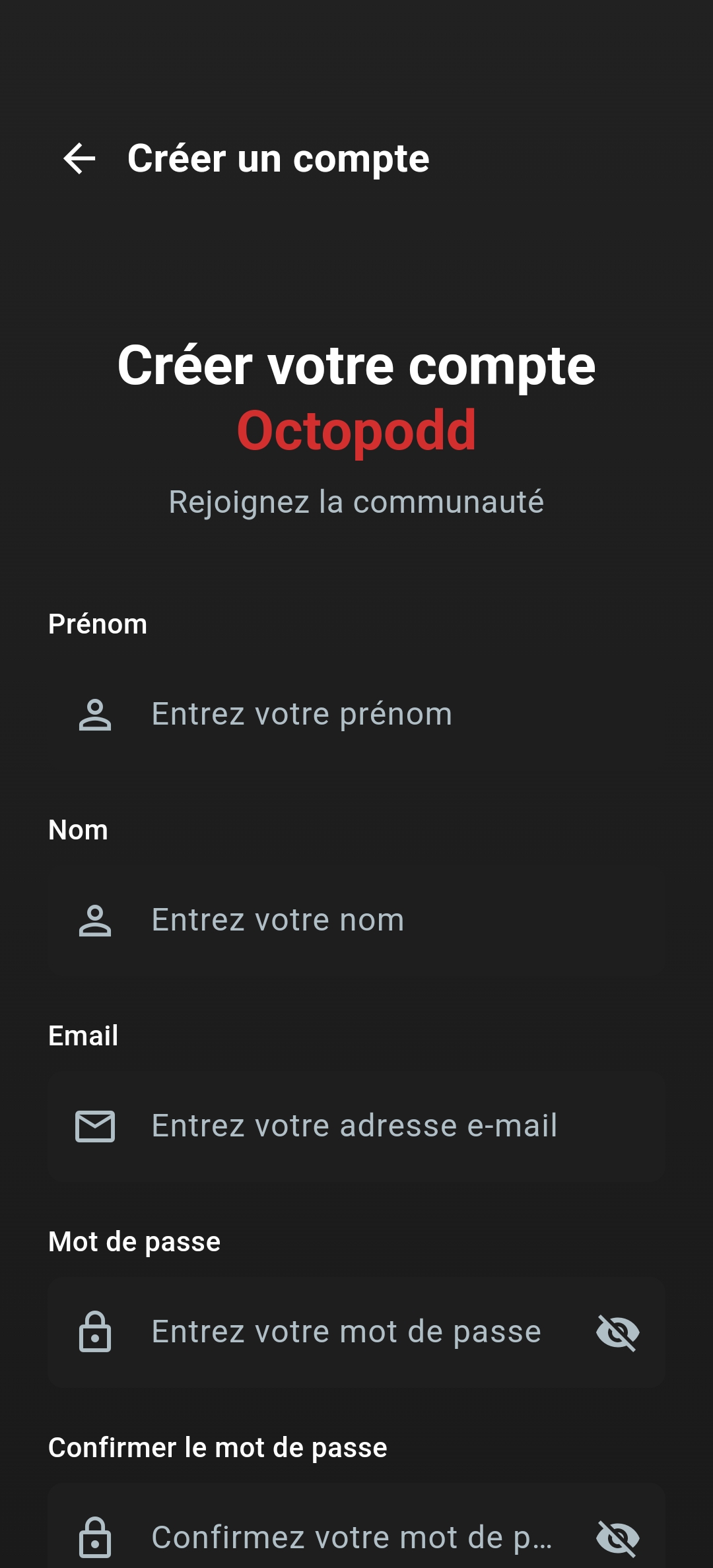 Octopodd-Konto erstellen